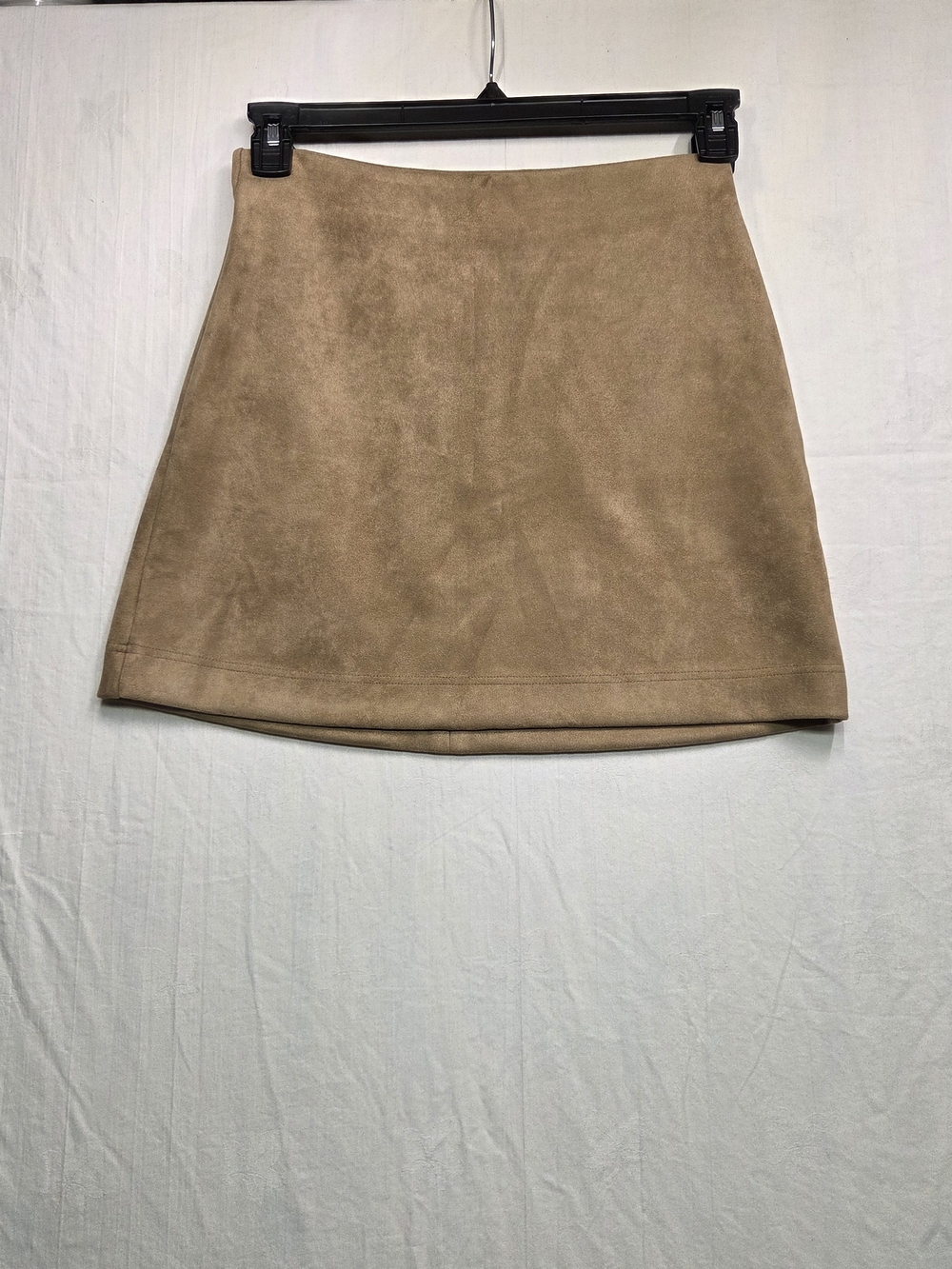 Pink Lily Tan Sueded A-Line Mini Skirt. Size S.